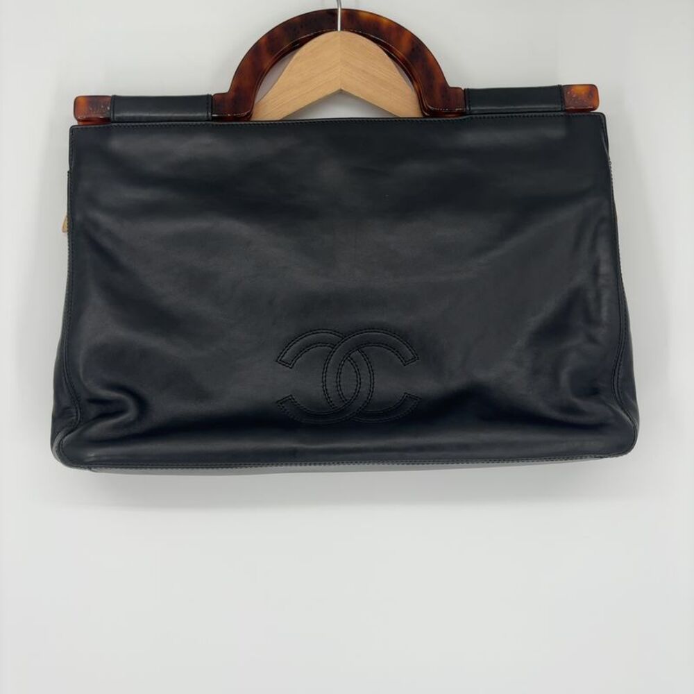 CHANEL Lambskin Resin Top Handle Oversized Bag
